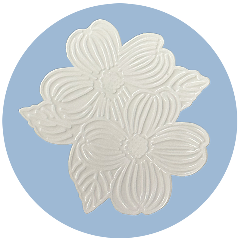 3 inch circle Powder Blue with Flower PROOF